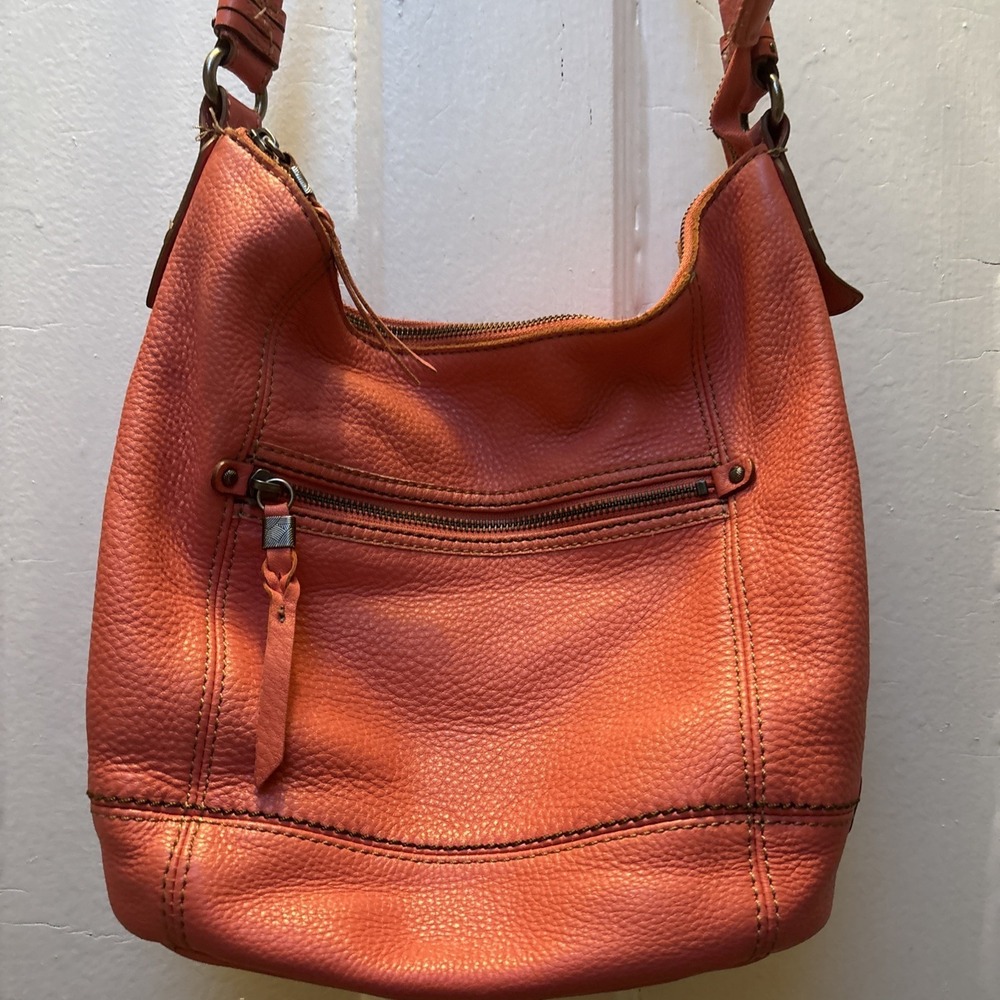 The Sak Leather Handbag Coral 14 X 10" - Picture 2 of 15